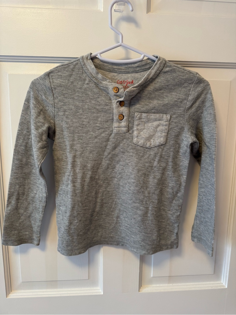 Cat & Jack Heather Gray Long-Sleeve Henley with Chest Pocket - Kids